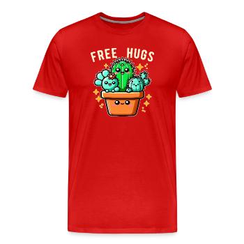 Câlins gratuits Amis cactus Câlins gratuits Drôles - T-shirt bio Premium Homme - rouge - Devant - Damien (186cm)