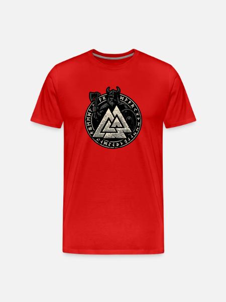 Nordic Runic Warlord Emblem - Men's Premium Organic T-Shirt - red