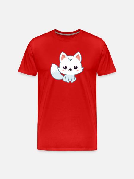 Kawaii-Weißpastellfuchs - Männer Premium Bio T-Shirt - Rot