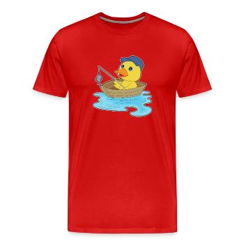 Ente Angler Fisch Angeln - Männer Premium Bio T-Shirt - Rot - Vorne - Damien (186cm)