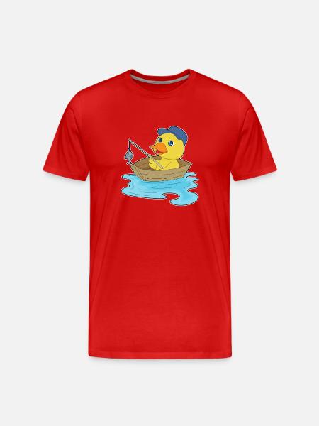 Duck Angler Fish Fishing - Men's Premium Organic T-Shirt - red