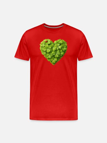 Cœur de trèfles avec Ladybug - T-shirt bio Premium Homme - rouge