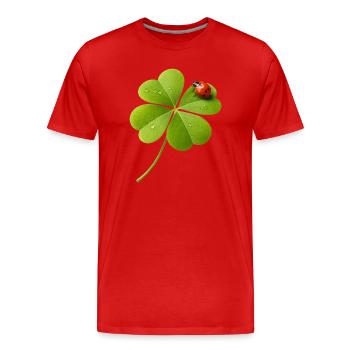 Vierblättriger Klee mit Marienkäfer  - Männer Premium Bio T-Shirt - Rot - Vorne - Damien (186cm)