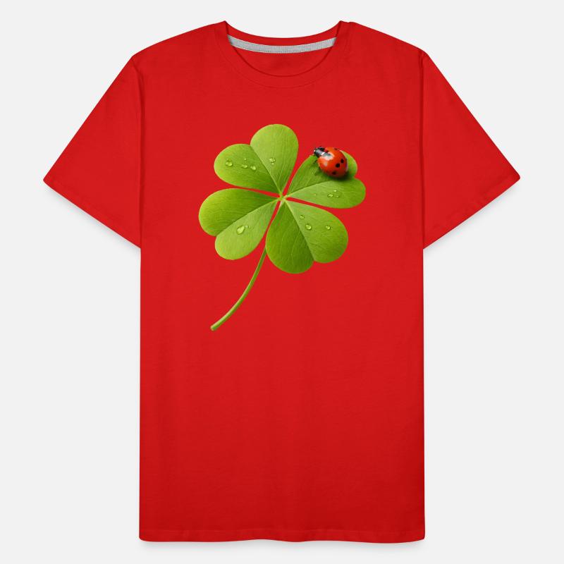 Vierblättriger Klee mit Marienkäfer  Männer Premium Bio T-Shirt