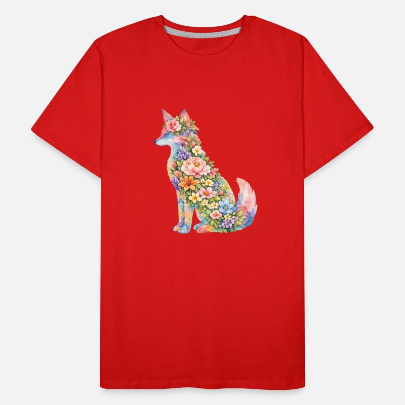 Fleurs en silhouette de renard T-shirt bio Premium Homme