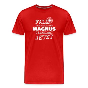 Geschenk für Magnus - Männer Premium Bio T-Shirt - Rot - Vorne - Damien (186cm)
