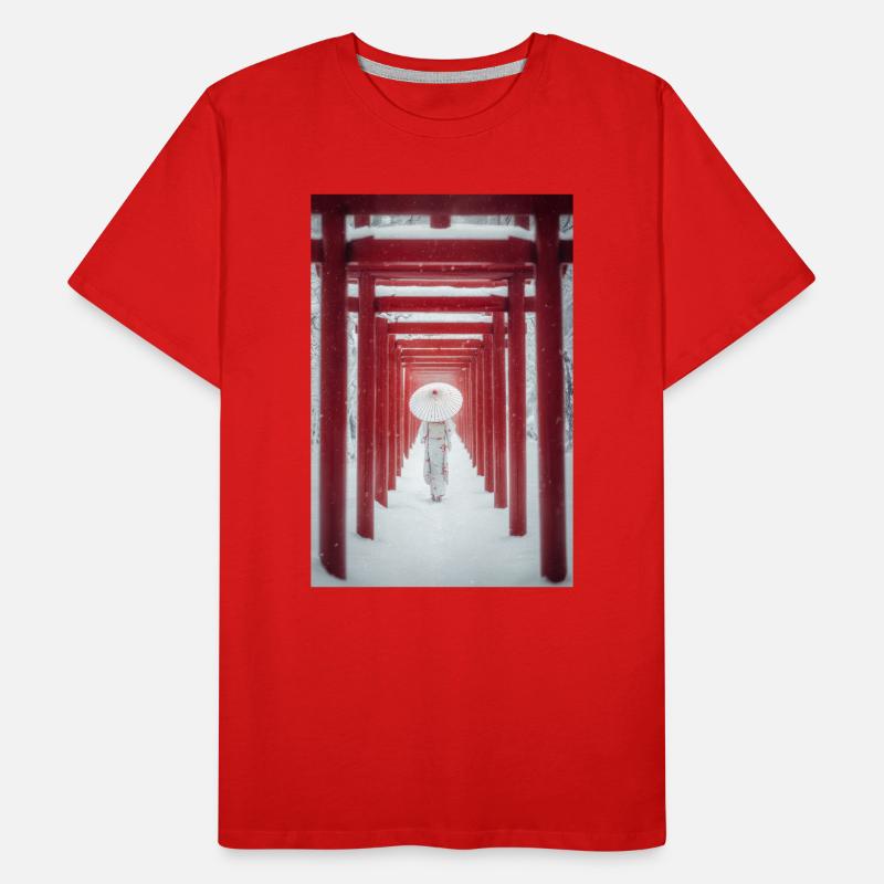 Red Torii Snowpath Kimono T-shirt bio Premium Homme