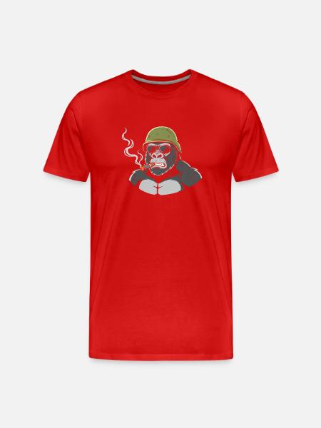 Gorilla Commando with Cigar - Men's Premium Organic T-Shirt - red