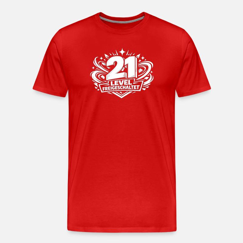 21 Level Freigeschaltet - Männer Premium Bio T-Shirt - Rot