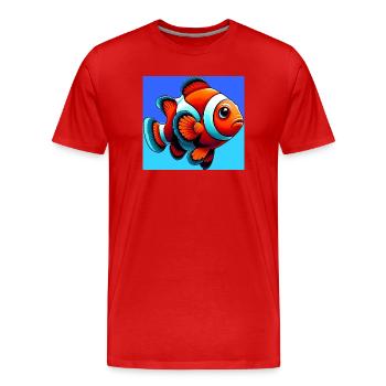 Poisson-clown - T-shirt bio Premium Homme - rouge - Devant - Damien (186cm)