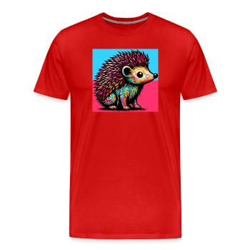 hedgehog - Men's Premium Organic T-Shirt - red - Front - Damien (186cm)