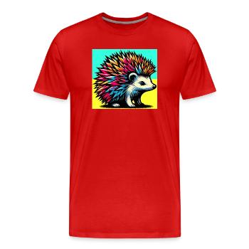hedgehog - Men's Premium Organic T-Shirt - red - Front - Damien (186cm)