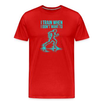 Je m’entraîne même quand je n’en ai pas envie – coureur - T-shirt bio Premium Homme - rouge - Devant - Damien (186cm)