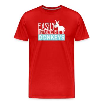 Easily Distracted by Donkeys - Men's Premium Organic T-Shirt - red - Front - Damien (186cm)