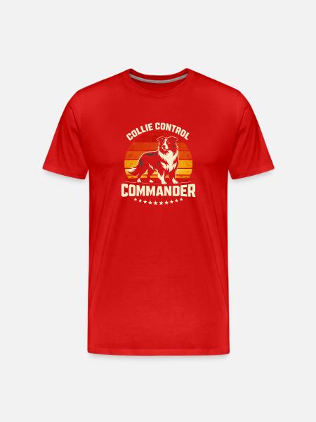 Collie Commando | Border Collie Retro - Men's Premium Organic T-Shirt - red