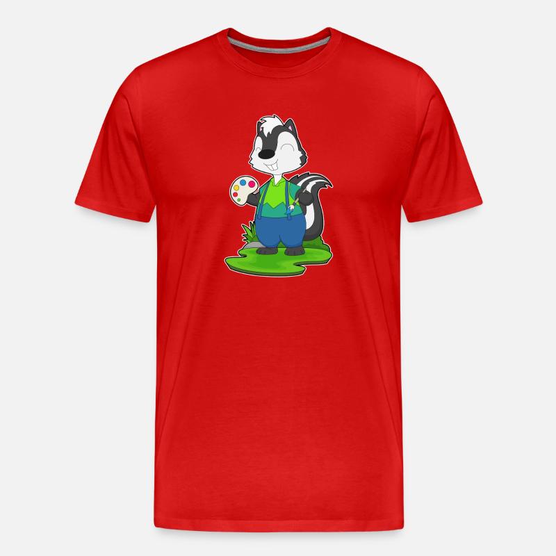 Stinktier Maler Pinsel Malen - Männer Premium Bio T-Shirt - Rot