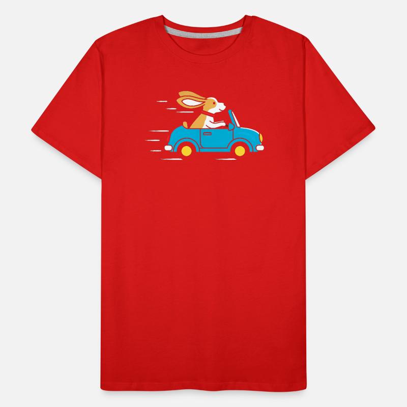 Aventure du Lapin dans une décapotable bleue T-shirt bio Premium Homme