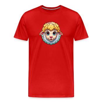 Cute sheep face - Men's Premium Organic T-Shirt - red - Front - Damien (186cm)