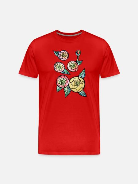 Buntglas-Bloom-Trio - Männer Premium Bio T-Shirt - Rot