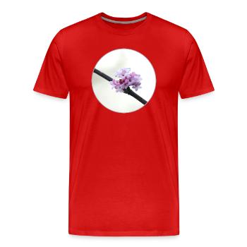 Fleur rose et blanche délicate, fleur blanche - T-shirt bio Premium Homme - rouge - Devant - Damien (186cm)