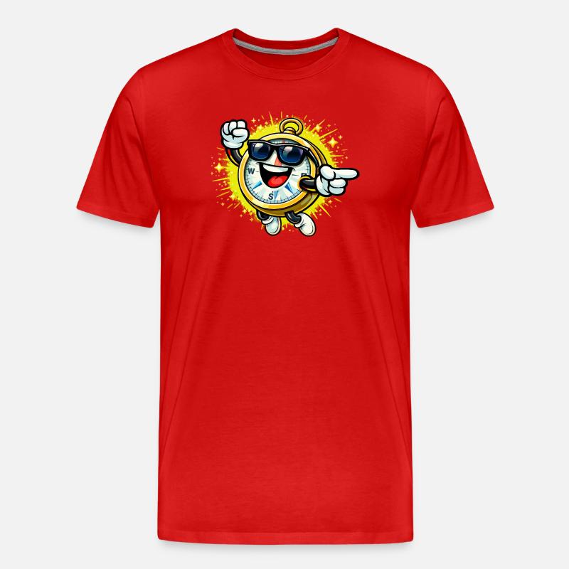 Verspielte Stoppuhr mit Sonnenbrille - Männer Premium Bio T-Shirt - Rot
