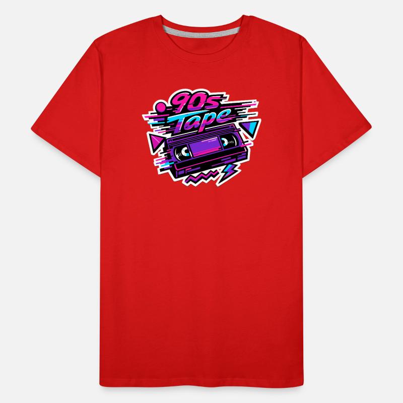90s Tape Neon Retro Cassette Männer Premium Bio T-Shirt