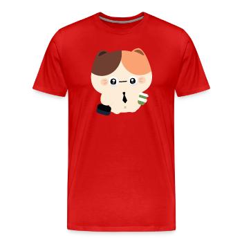 Kawaii Crying Cat with Coffee - Men's Premium Organic T-Shirt - red - Front - Damien (186cm)