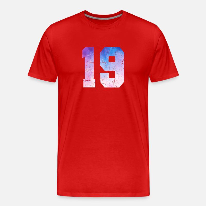 numéro 19 – Cadeau anniversaire 19 ans - T-shirt bio Premium Homme - rouge