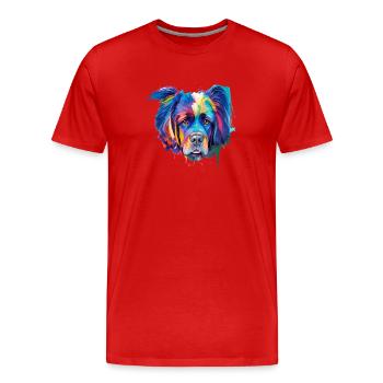 Mastiff Dog Porträt Lebendige Ölmalerei Kunst - Männer Premium Bio T-Shirt - Rot - Vorne - Damien (186cm)
