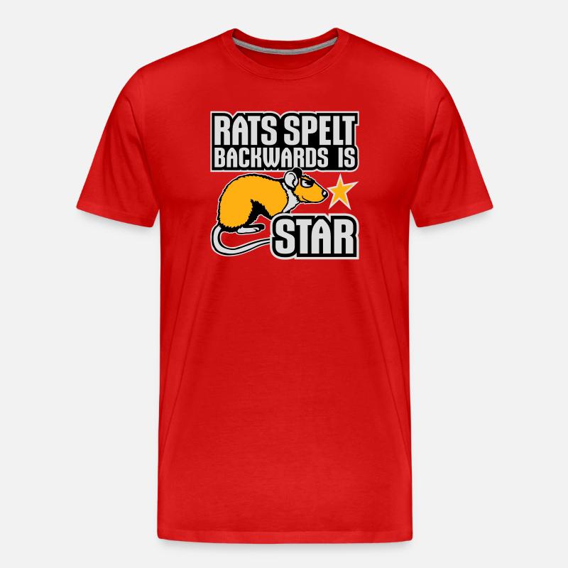 Rats scritto al contrario è Star Lustiger Ratte Spruch - Maglietta ecologica premium da uomo - rosso