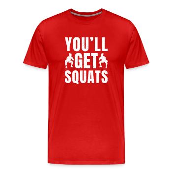 Gym Junkies Get ́ll Get Squats Calisthenics Fitness - Men's Premium Organic T-Shirt - red - Front - Damien (186cm)