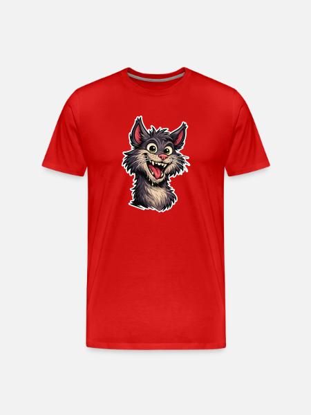 Fröhliches Bild einer lächelnden Cartoon-Katze - Männer Premium Bio T-Shirt - Rot
