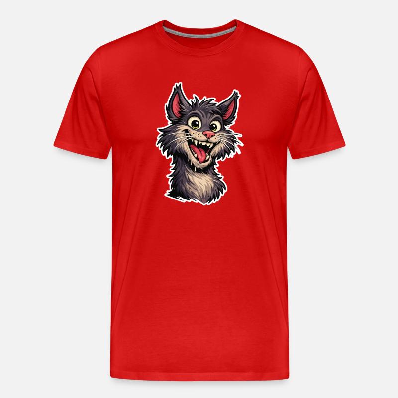 Fröhliches Bild einer lächelnden Cartoon-Katze - Männer Premium Bio T-Shirt - Rot
