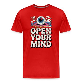  Open Your Mind Psychedelic Auge Retro Hippie - T-shirt bio Premium Homme - rouge - Devant - Damien (186cm)