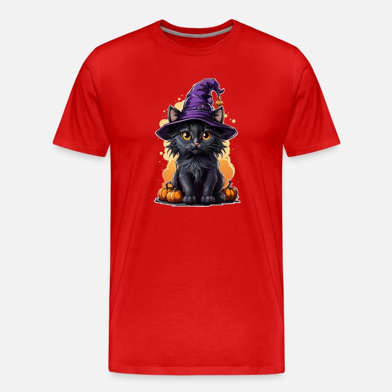 Katzen Hexenkostüm Halloween - Männer Premium Bio T-Shirt - Rot