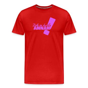 Annah - Männer Premium Bio T-Shirt - Rot - Vorne - Damien (186cm)
