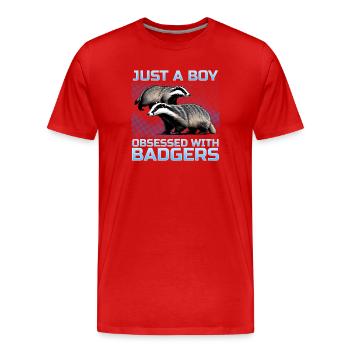 Funny Animal Badger - Men's Premium Organic T-Shirt - red - Front - Damien (186cm)