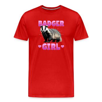 Funny Animal Badger - Men's Premium Organic T-Shirt - red - Front - Damien (186cm)