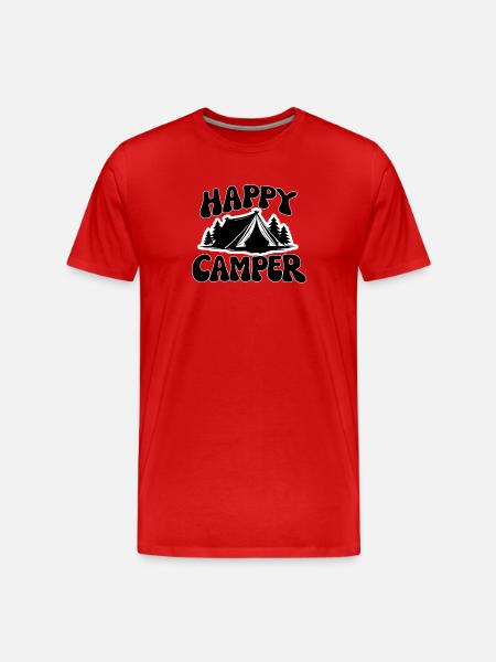 Cheerful Camper Tent Scene - Men's Premium Organic T-Shirt - red