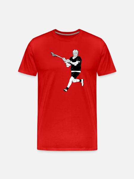 Black and White Lacrosse Player - Men's Premium Organic T-Shirt - red