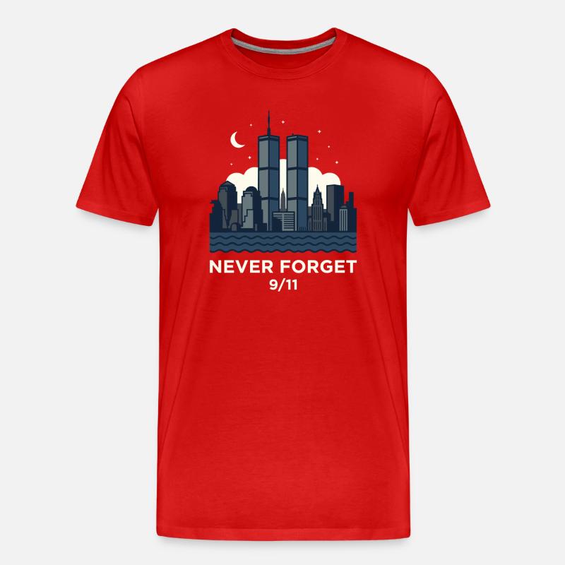 Never Forget 9/11 Skyline Night - Men's Premium Organic T-Shirt - red
