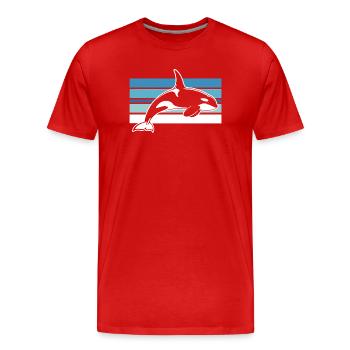 Orca in the ocean strip - Men's Premium Organic T-Shirt - red - Front - Damien (186cm)