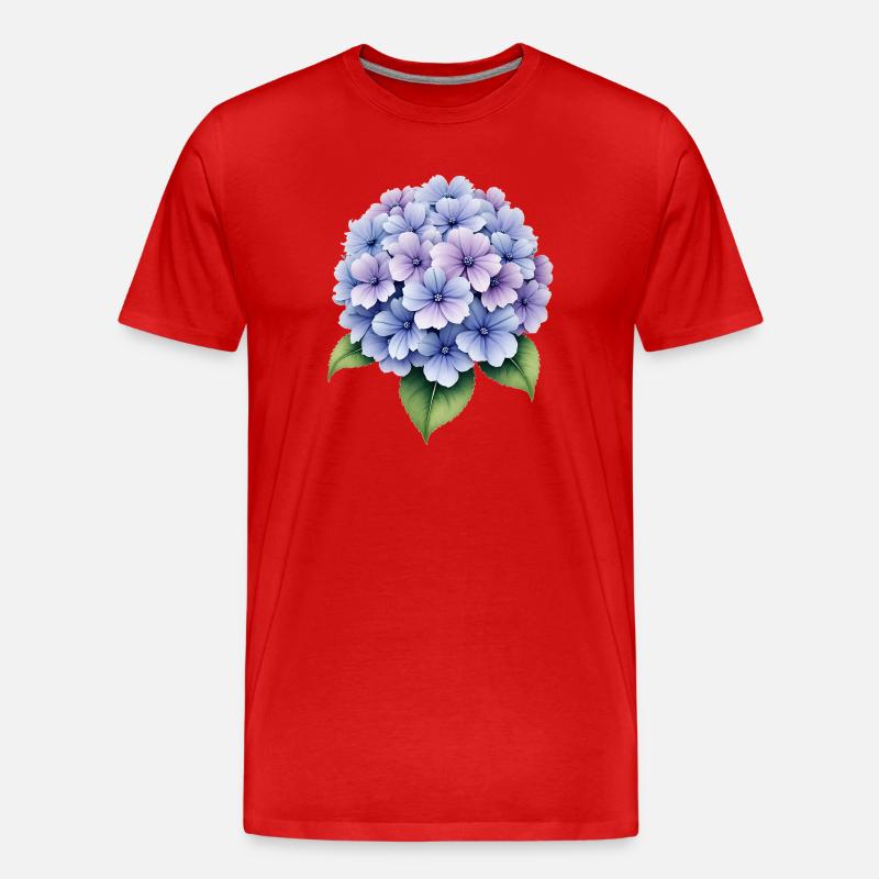 Hortensie Blume - Männer Premium Bio T-Shirt - Rot
