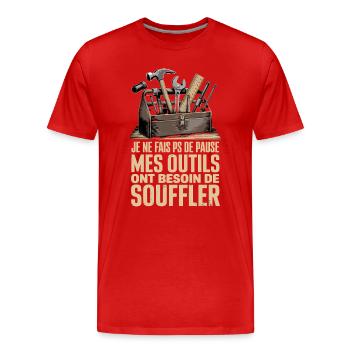  Je Ne Fais Ps De Pause Mes Outils Ont Besoin De - Männer Premium Bio T-Shirt - Rot - Vorne - Damien (186cm)