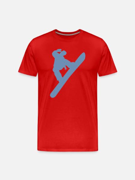 Minimalistischer Snowboarder Wintersport - Männer Premium Bio T-Shirt - Rot