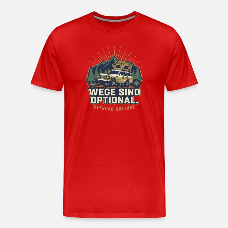 Offroad Spruch - Wege Sind Optional Retro - Männer Premium Bio T-Shirt - Rot