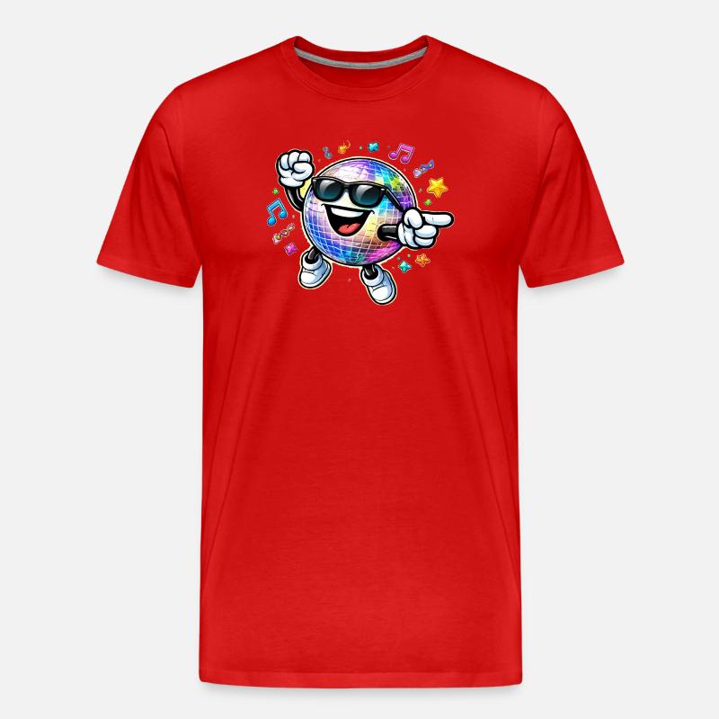 Rainbow Disco Ball Tanzparty - Männer Premium Bio T-Shirt - Rot