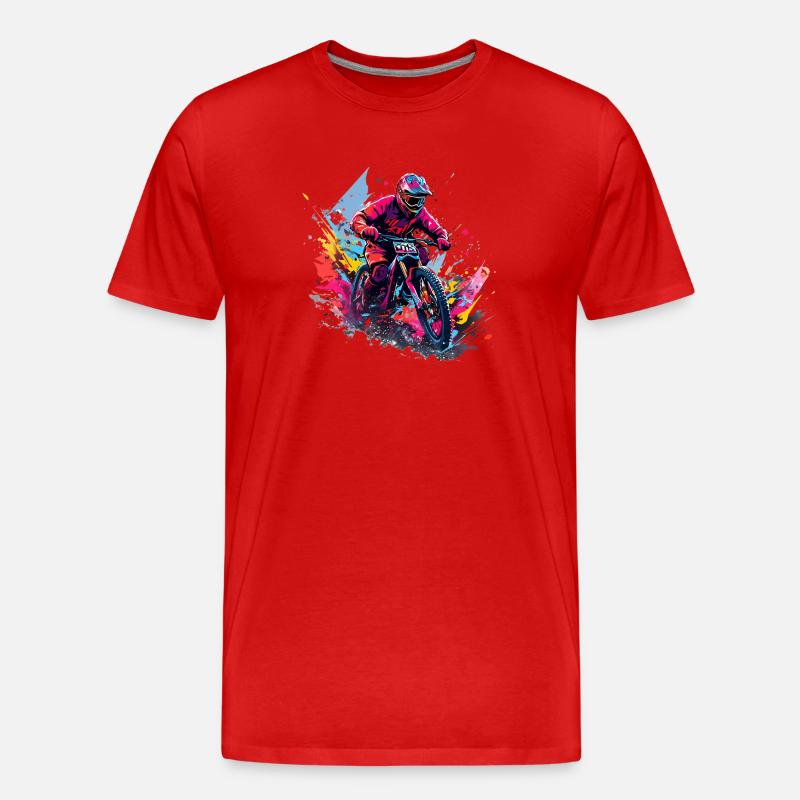 Motocross Farbensplash Fahrer - Männer Premium Bio T-Shirt - Rot