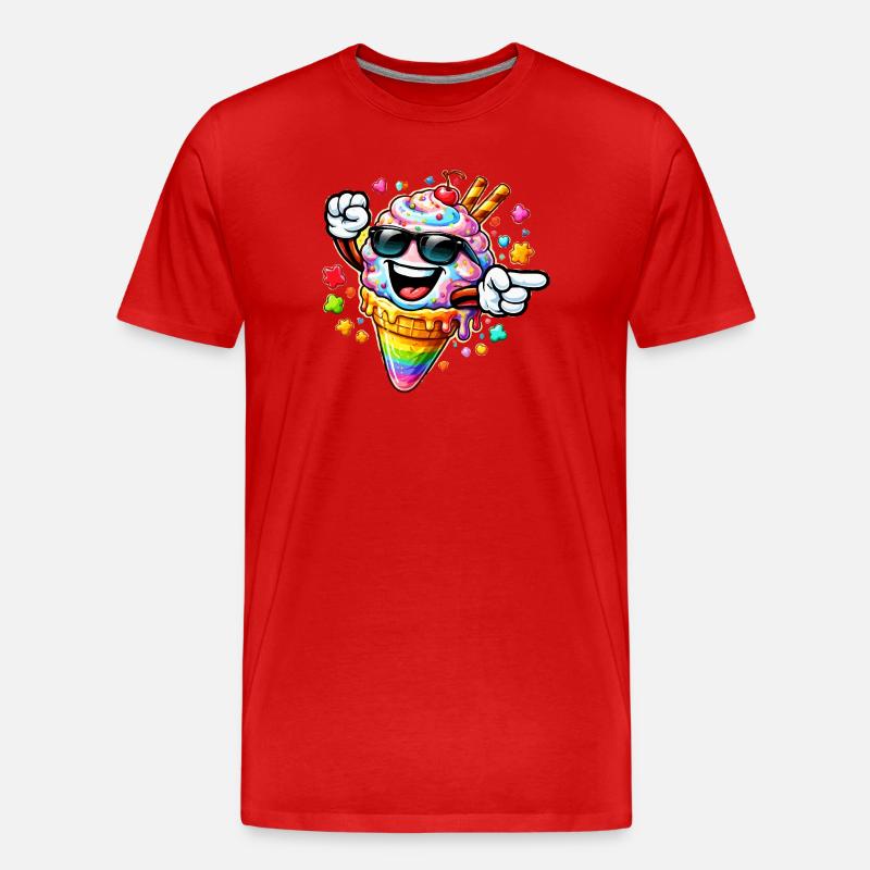 Glace avec lunettes de soleil - T-shirt bio Premium Homme - rouge