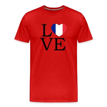 Cœur tricolore Français - T-shirt bio Premium Homme - rouge - Devant - Damien (186cm)